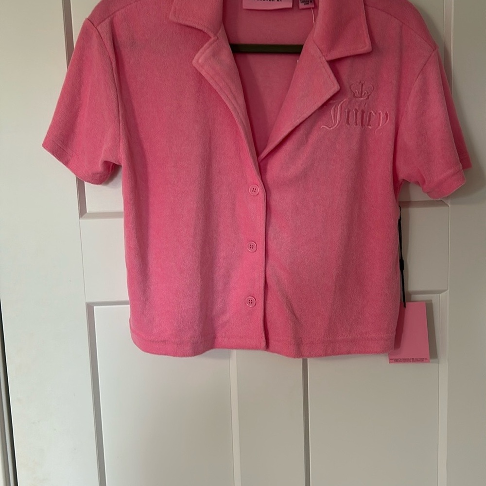 Juicy Couture Vibrant Pink Button-Up Blouse